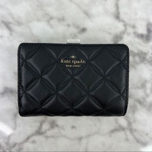 Kate Spade Natalia Smooth Quilted Leather Medium Compact Bifold Wallet